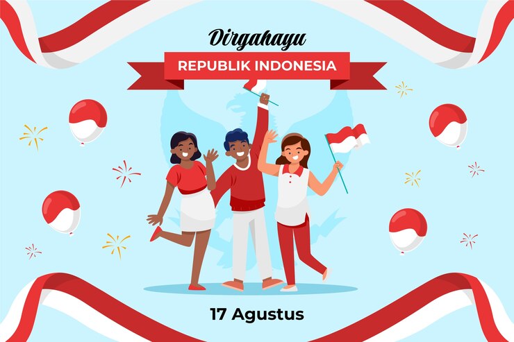 Free Vector flat background for indonesia independence day celebration