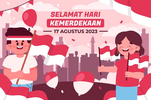 Flat background for indonesia independence day celebration