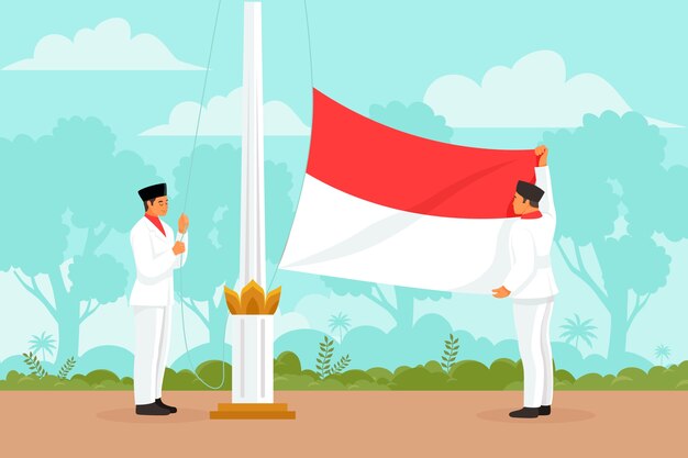 Плоский фон для празднования дня независимости индонезии