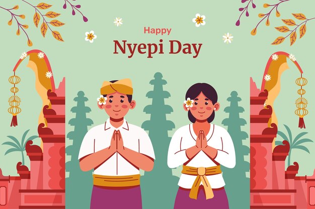 Free vector flat background for indonesian nyepi celebration