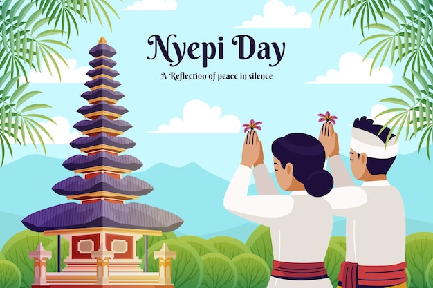 Sfondi piatti per la celebrazione nyepi indonesiana.