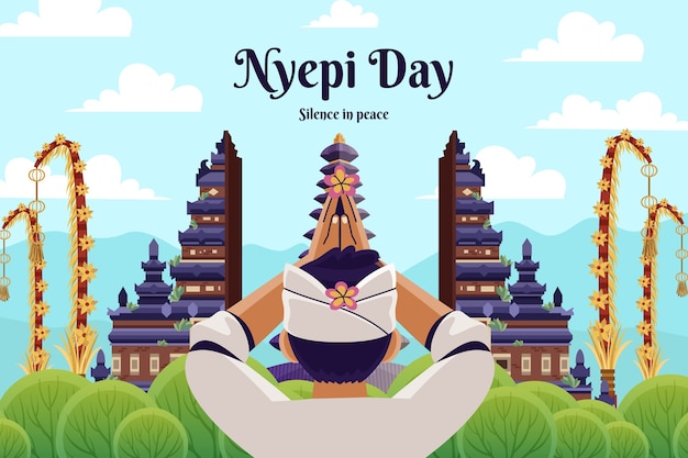 Free vector flat background for indonesian nyepi celebration