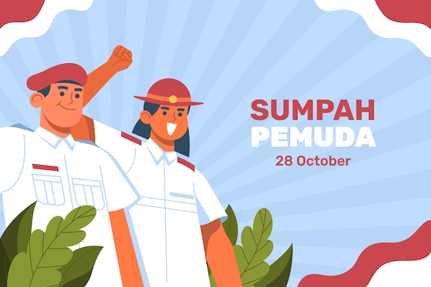 Free vector flat background for indonesian sumpah pemuda celebration