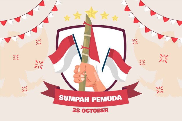 Плоский фон для индонезийского sumpah pemuda
