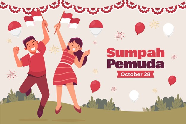 Flat background for indonesian sumpah pemuda