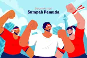 Free vector flat background for indonesian sumpah pemuda