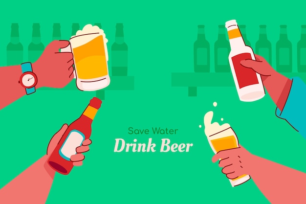 Flat background for international beer day celebration