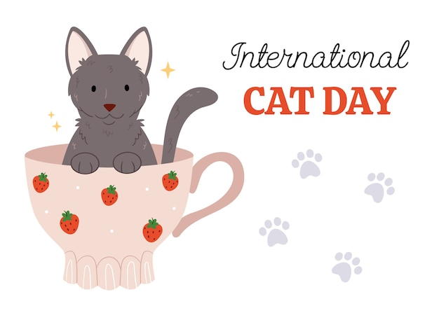 Free vector flat background for international cat day celebration