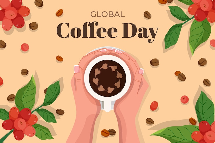 Free Vector flat background for international coffee day celebration
