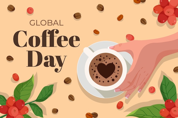 Free vector flat background for international coffee day celebration