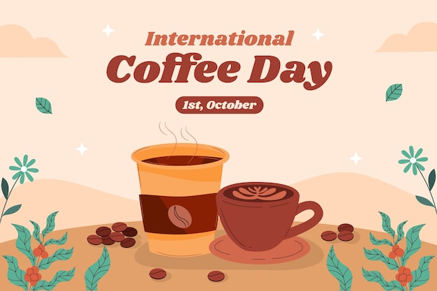 국제 커피의 날 축하 행사의 평평한 배경