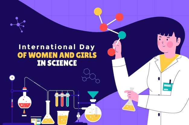 Flat background for international day of women and girls in science