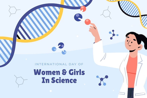 Flat background for international day of women and girls in science