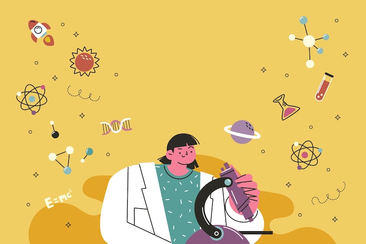 無料Vector 科学における女性と女の子の国際デーのフラットな背景
