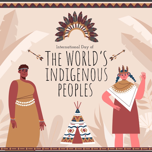Vettore gratuito sfondo piatto per la giornata internazionale dei popoli indigeni del mondo