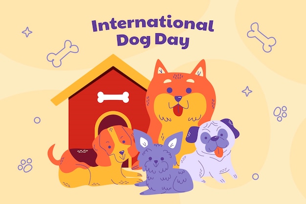 Flat background for international dog day celebration