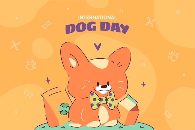 国際犬の日のお祝いのためのフラット背景