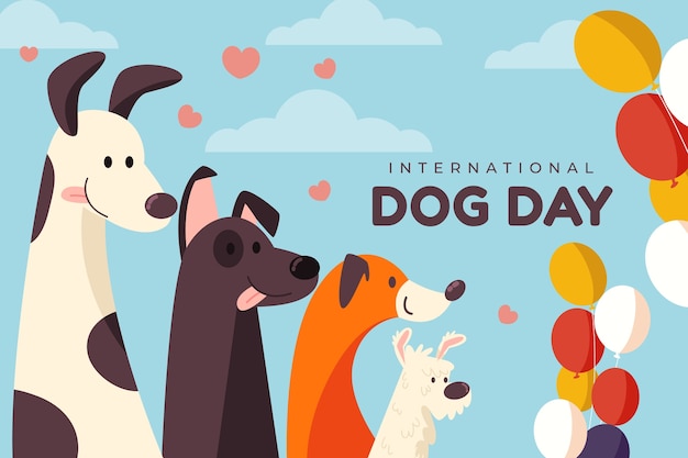 Flat background for international dog day celebration