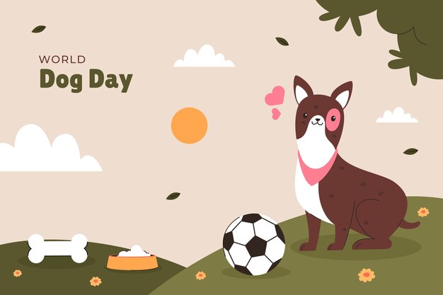 Free vector flat background for international dog day celebration