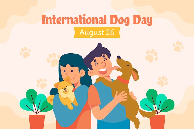 Flat background for international dog day celebration