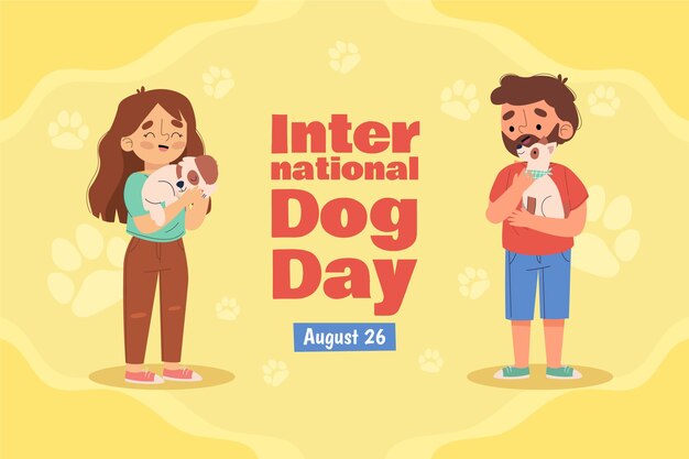 国際犬の日のお祝いのためのフラット背景