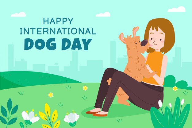 Flat background for international dog day celebration