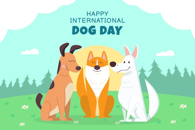 Flat background for international dog day celebration