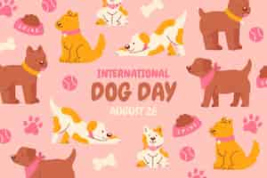 Free vector flat background for international dog day celebration