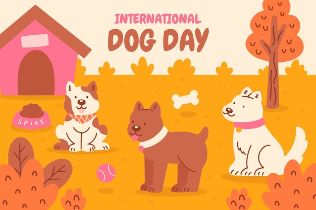 Flat background for international dog day celebration