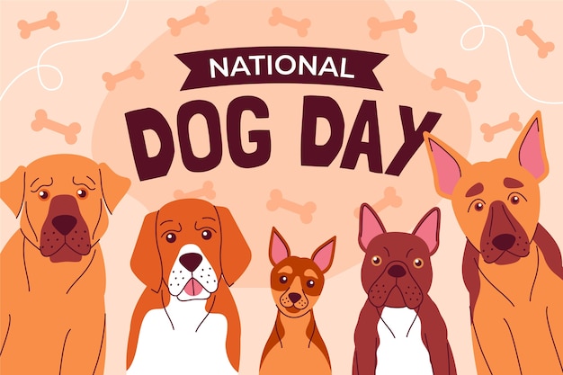 Flat background for international dog day celebration