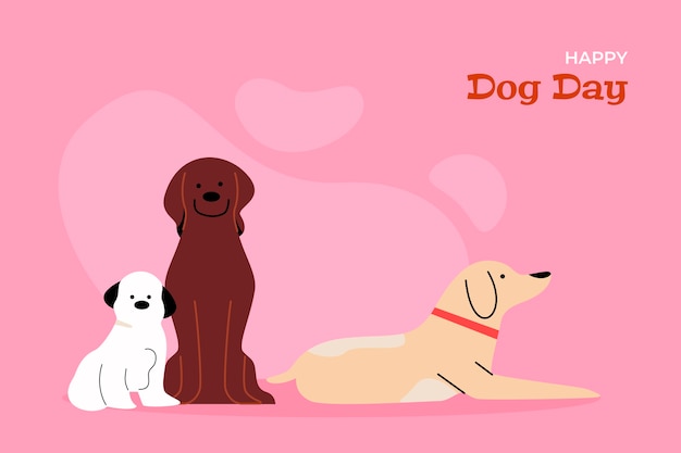 Flat background for international dog day celebration