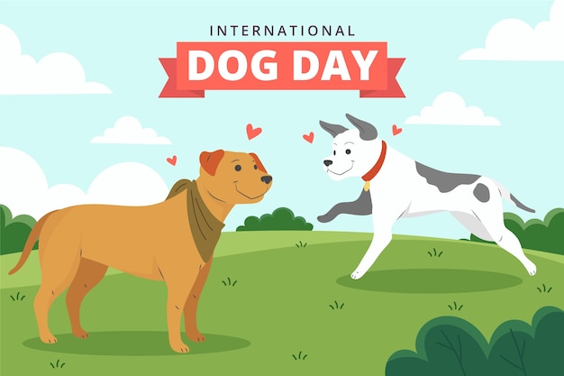 Плоский фон для празднования международного дня собак