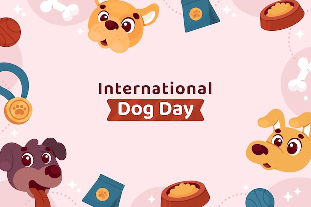 Free vector flat background for international dog day celebration