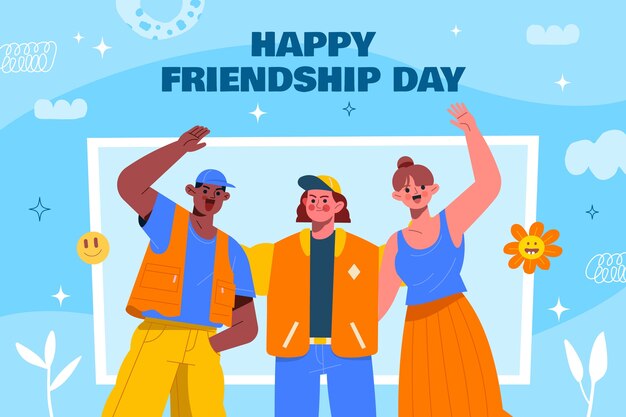 Flat background for international friendship day celebration