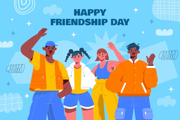 Flat background for international friendship day celebration