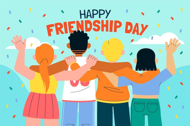 Flat background for international friendship day celebration