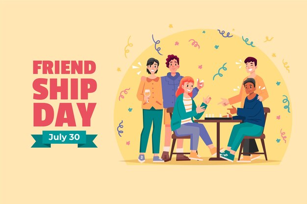 Flat background for international friendship day celebration