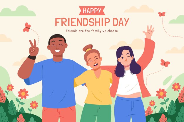 Free vector flat background for international friendship day celebration