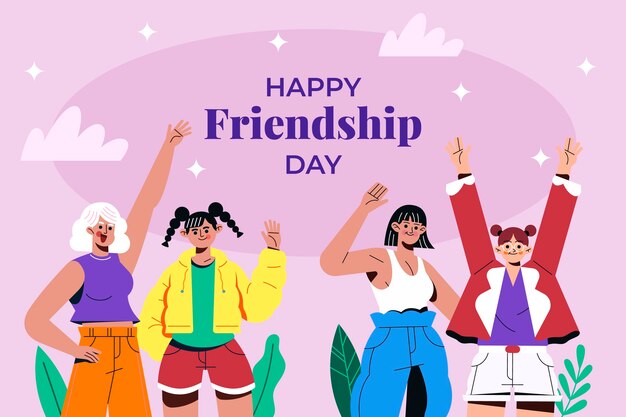 Flat background for international friendship day celebration
