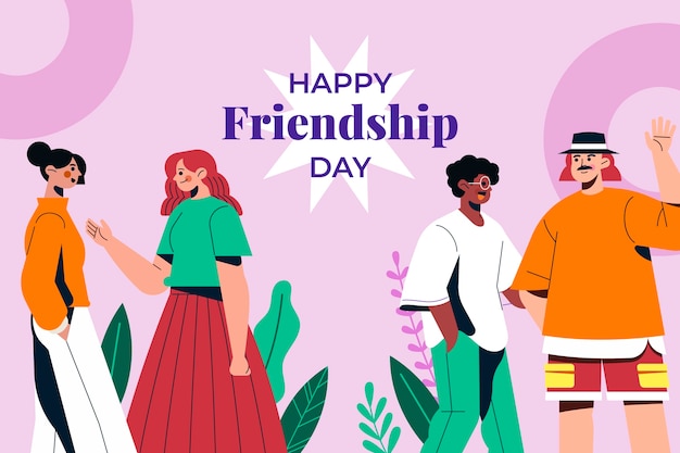 Flat background for international friendship day celebration