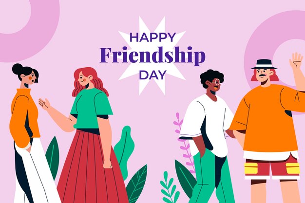 Flat background for international friendship day celebration