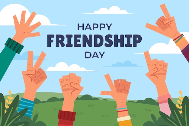 Flat background for international friendship day celebration