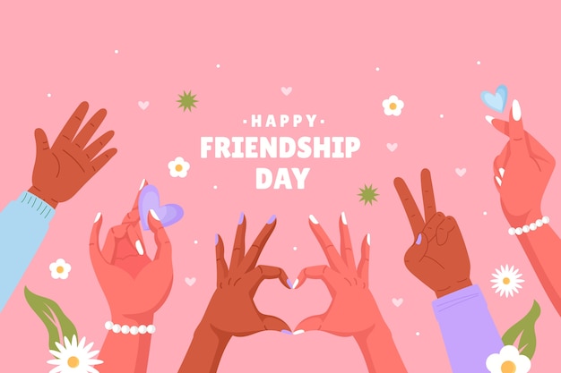Flat background for international friendship day celebration