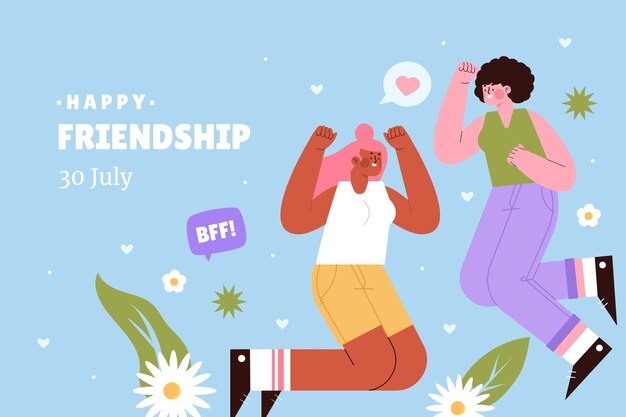 Flat background for international friendship day celebration