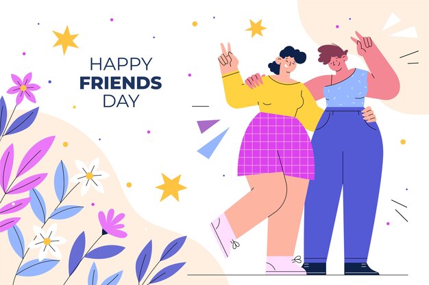 flat background for international friendship day celebration