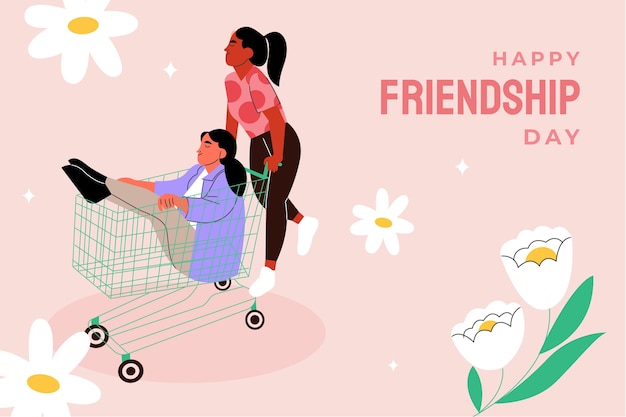 flat background for international friendship day celebration