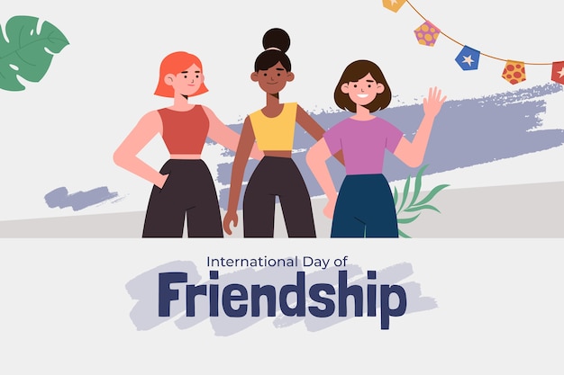 Flat background for international friendship day celebration