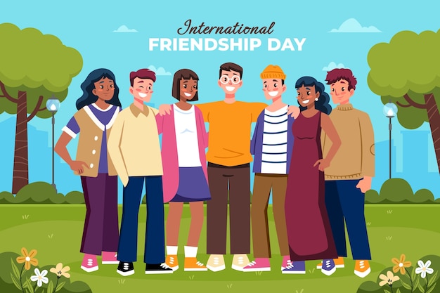 Flat background for international friendship day celebration