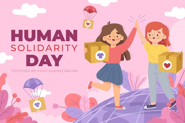 Flat background for international human solidarity day