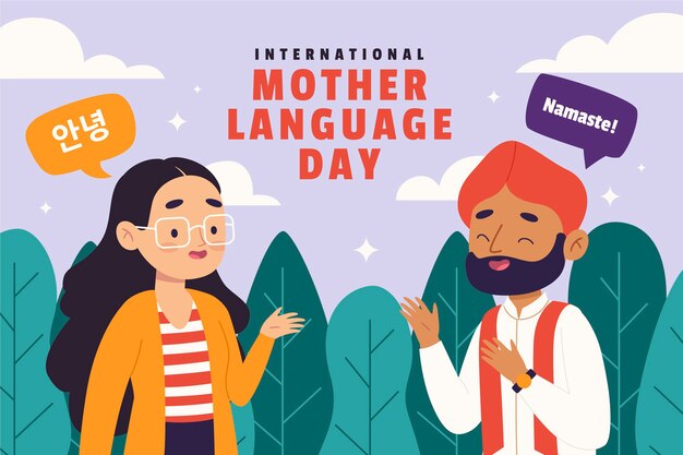 Flat background for international mother language day
